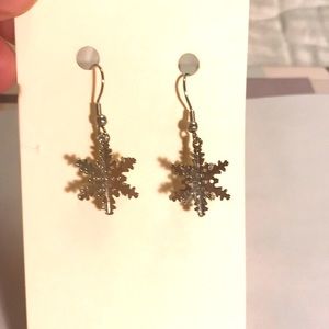 🎉5 for $10- 3D silver snowflake dangle earrings